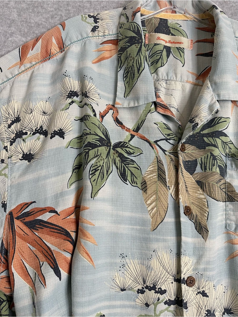 Tommy Bahama Camp Shirt Mens XXL Blue Silk Short Sleeve Woven Jacquard